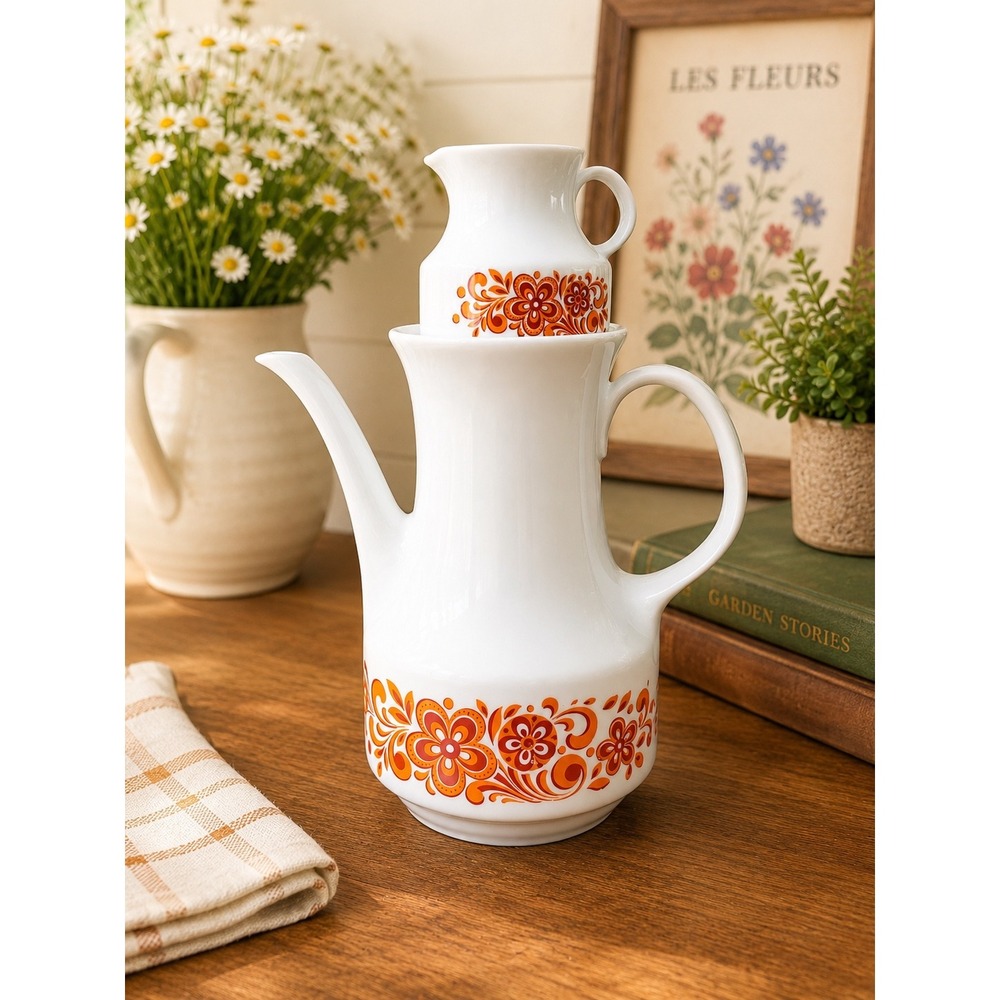 Vintage 1970s Stackable Coffee and Creamer (or tea)
